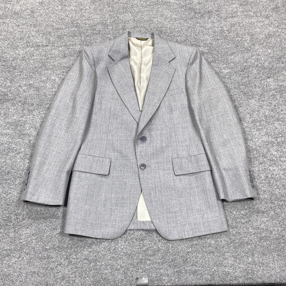 Adams Row Suit Jacket Mens 40R Gray Check Wool Two Button Classic‎ Fit Lined USA